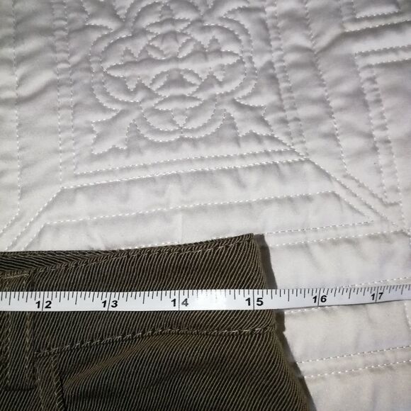 𝅺AKRIS Dark Beige / Green Wool Straigth Classic Trouser Pants Size Large - Picture 9 of 12
